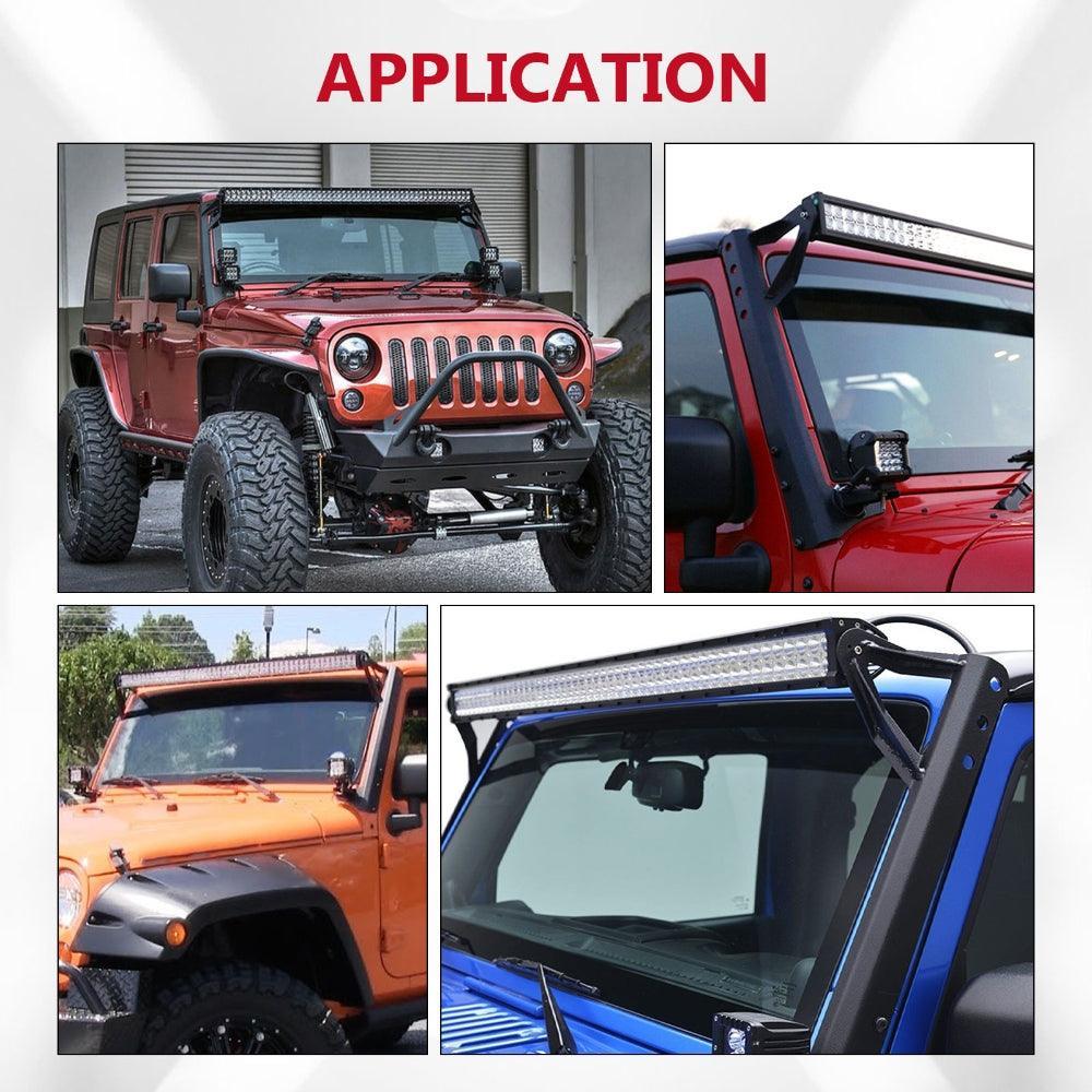 Auxbeam 52" Straight Light Bar 2 IN 1 Design for 2007-2017 Jeep Wrangler JK