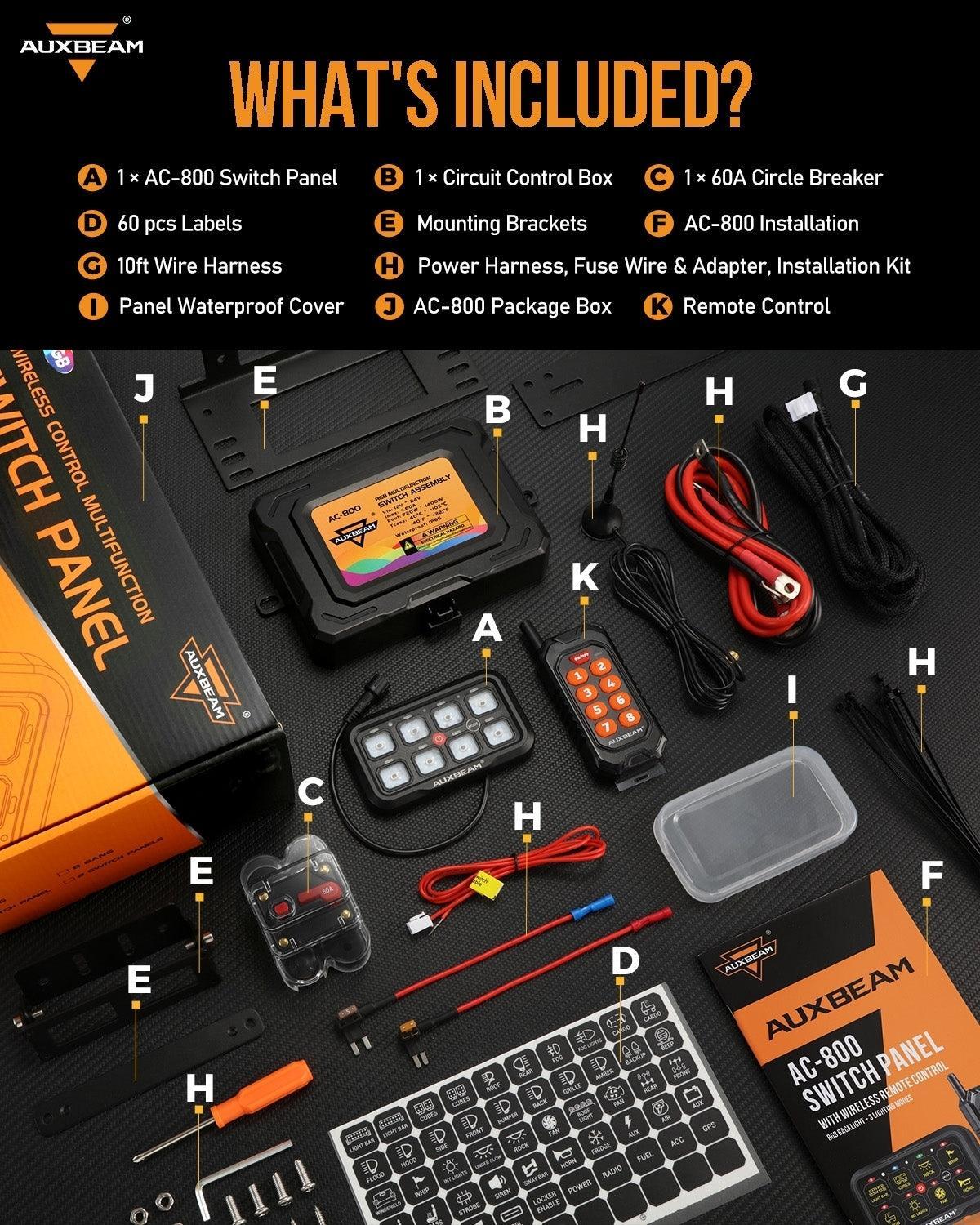 Auxbeam AC Series 8/12 Gang RGB Switch Panel with APP&Remote Control