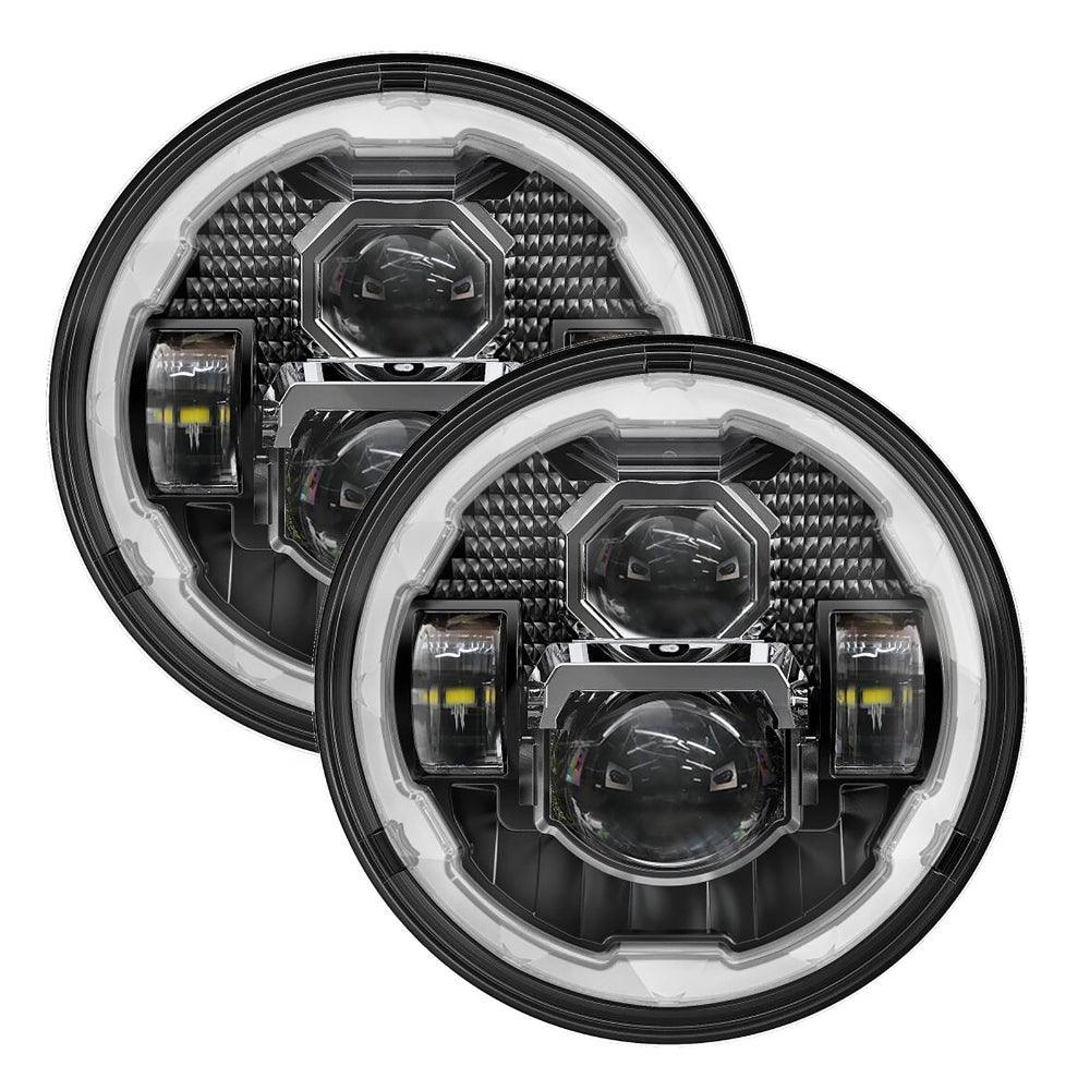 Auxbeam 7 Inch LED Headlights with DRL&Turn Signal for Jeep Wrangler JK TJ LJ CJ