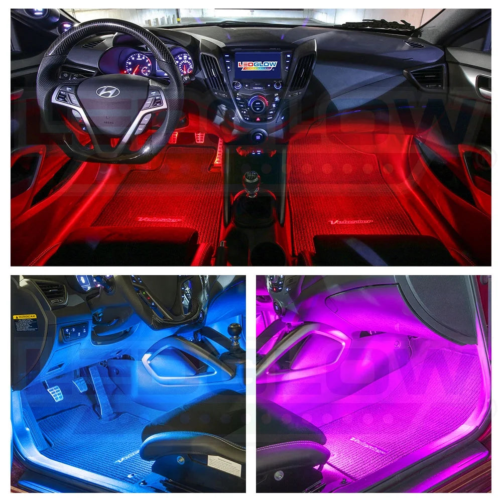 LEDGlow 6-Piece Million Color Flexible Interior LED Lighting Kit - 96 SMD LEDs