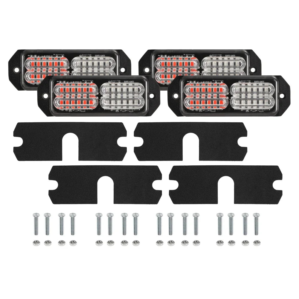 Auxbeam 12LED/24LED Emergency Surface Mount Grill Strobe Light (4 Pcs)