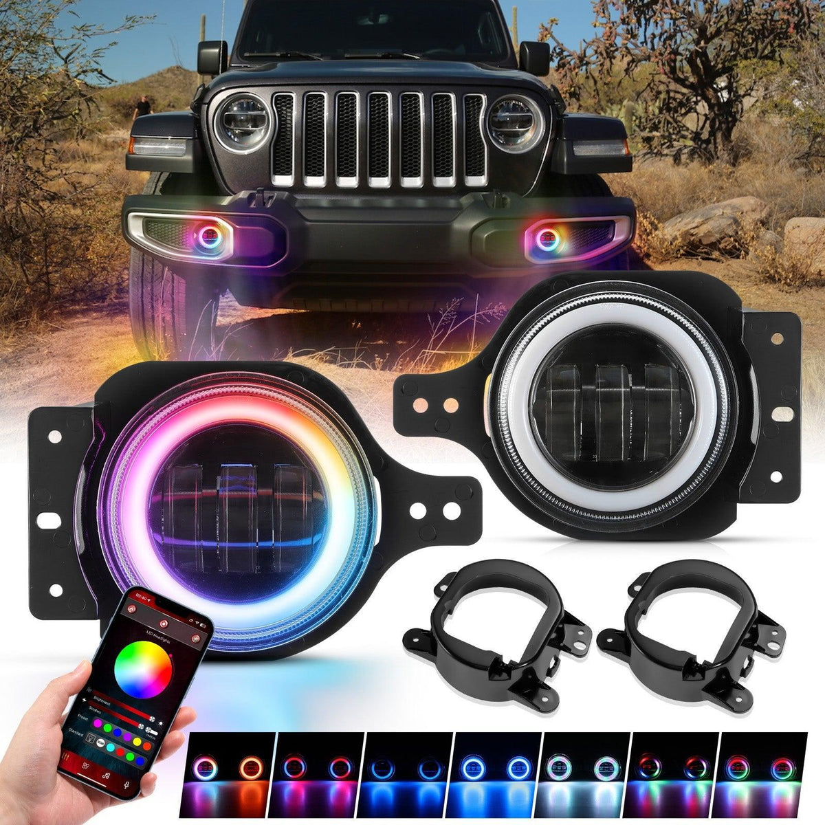 Auxbeam 4 Inch LED Fog Lights for Jeep Wrangler JK/JL 2018-2024