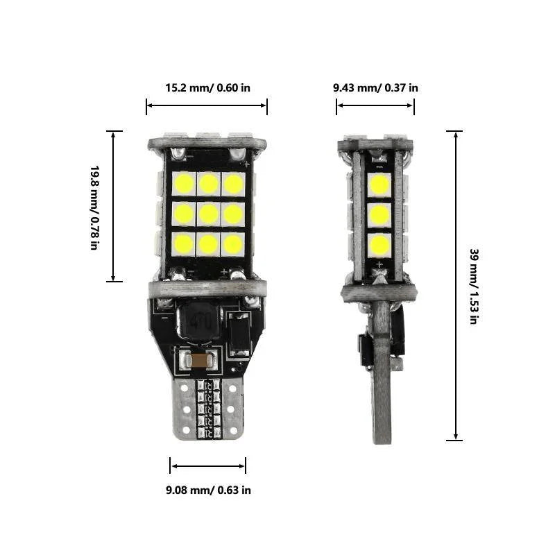 Auxbeam 912 921 T15 W16W LED Back-up/Brake/Tail Light Bulbs 10W 6500K White 2