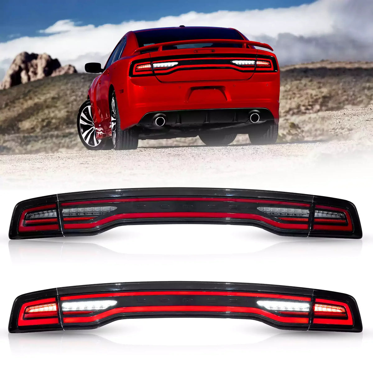 Vland LED Tail Lights Assembly Full LED W/Start-Up for 2011-2014 Dodge Charger