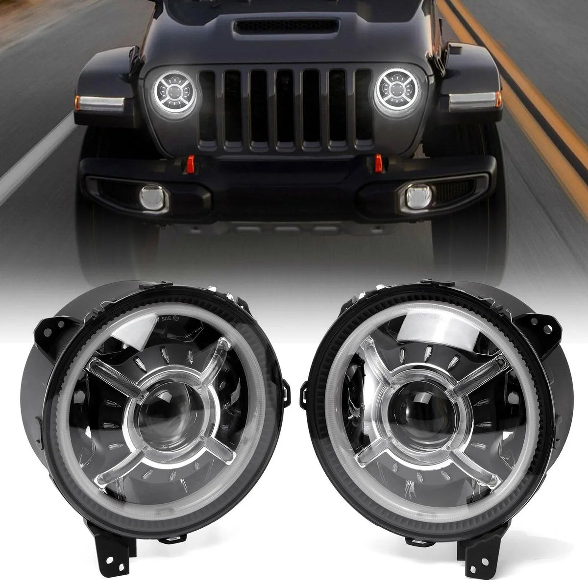 Auxbeam 9 Inch 100W Dot Approved LED Headlights for 2018-2023 Jeep Wrangler JL