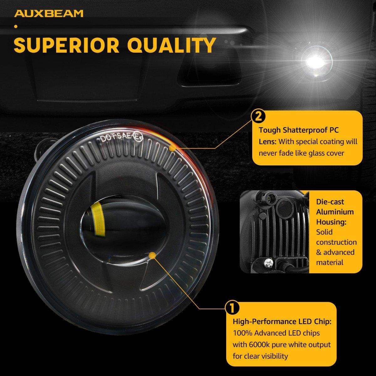 Auxbeam 24W Round Black LED Fog Lights 5202 for GMC Acadia 2007-2012