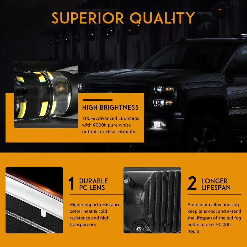 Auxbeam 36W Black LED Fog Lights 5202 (2 Pcs) for GMC YUKON 2015-2016