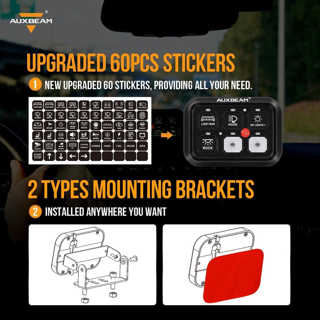 Single Series 6/8 Gang LED Switch Panel,Off Road Light Controller