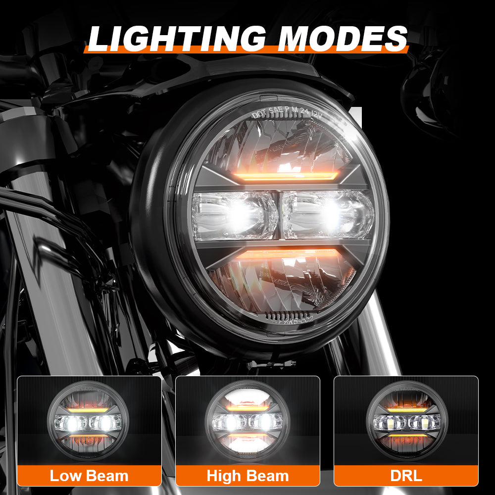 Auxbeam 5.75 Inch 55W DOT Motorcycle LED Headlight for Sportster/Softail/Dyna