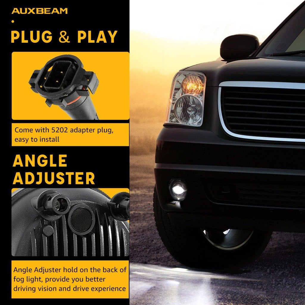 Auxbeam 24W Round Black LED Fog Lights 5202 for GMC Acadia 2007-2012
