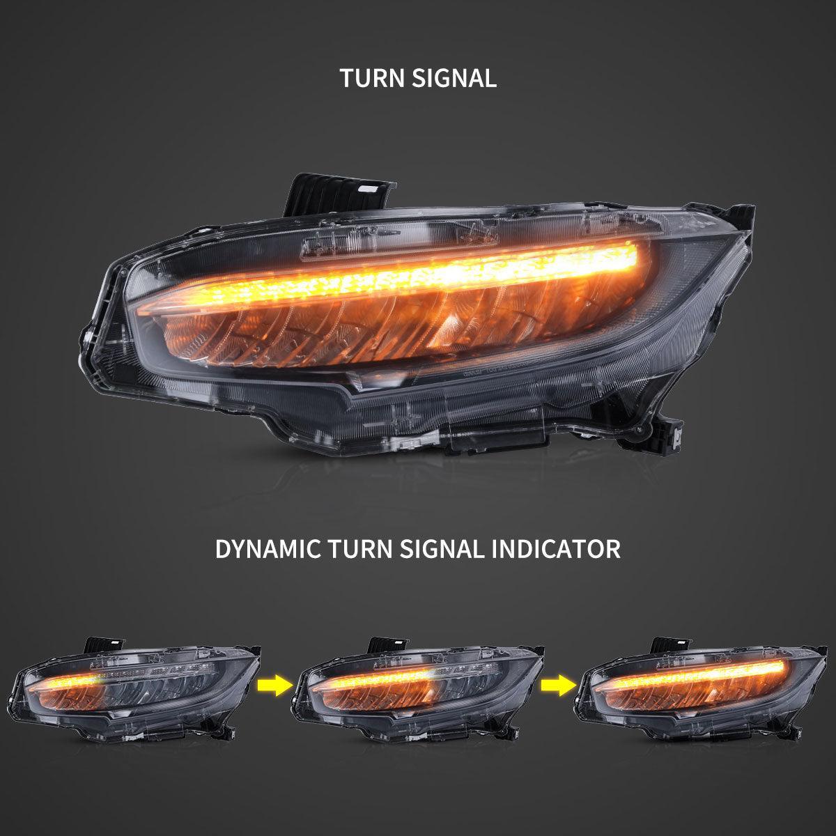 Vland LED Headlight Assembly for 2016-2021 Honda Civic 10th Gen (FC/FK)