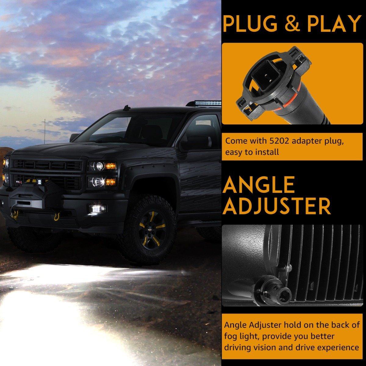 Auxbeam 36W Black LED Fog Lights 5202 (2 Pcs) for GMC YUKON 2015-2016