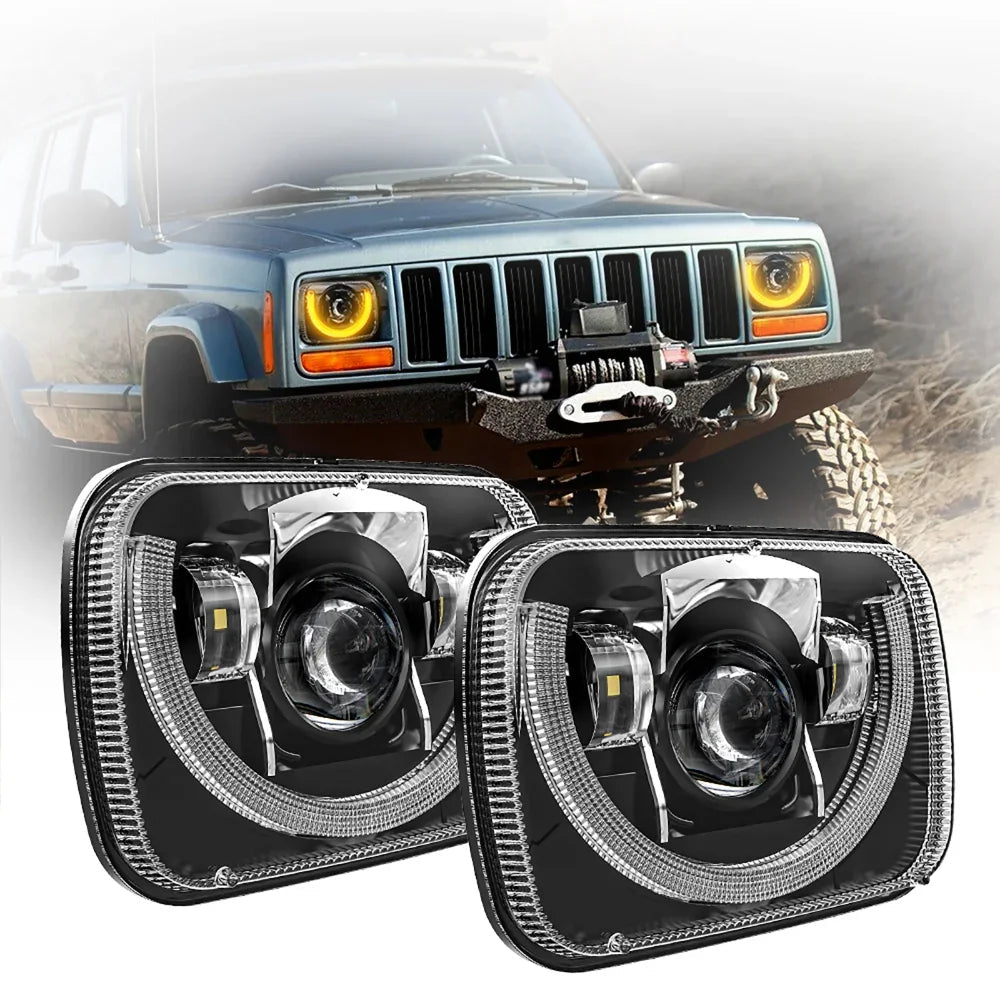 Auxbeam 7x6 Inch Sealed Beam LED Headlights for Jeep Cherokee XJ/Wrangler YJ