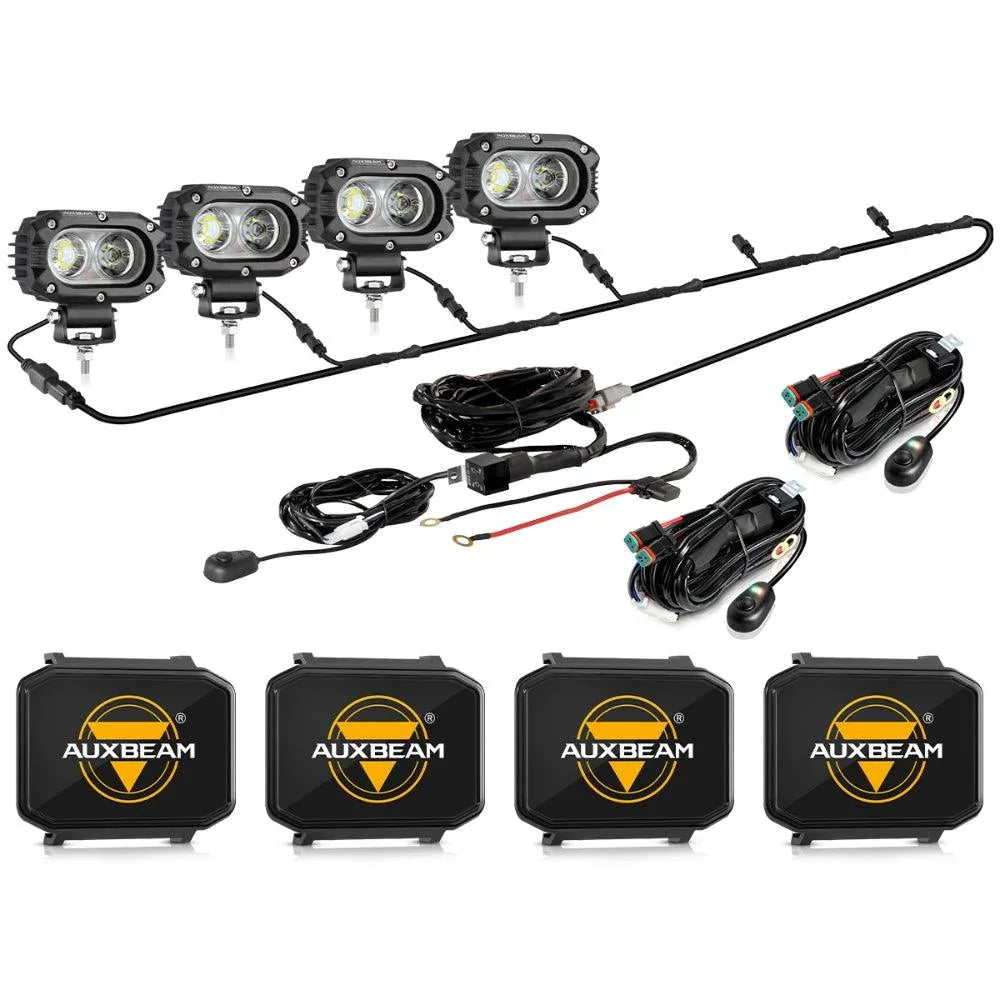 Auxbeam R4 Series 4 Inch 60W Flood Beam LED Pods Light White Driving Light