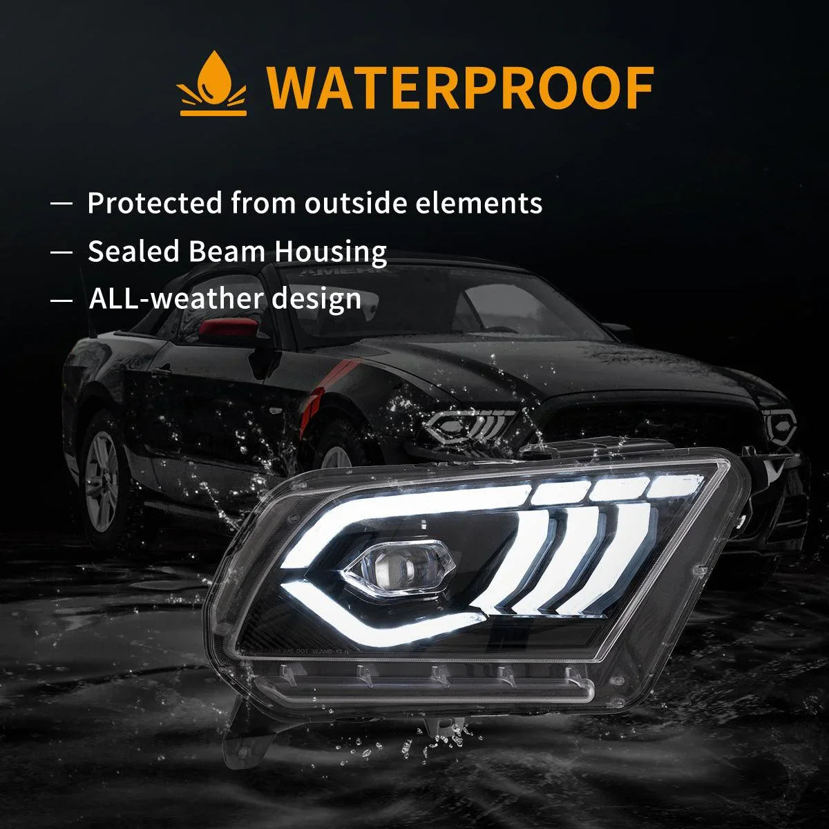 Vland DOT Approved LED Headlight for 2010-2014 Ford Mustang 5th Gen Facelifted