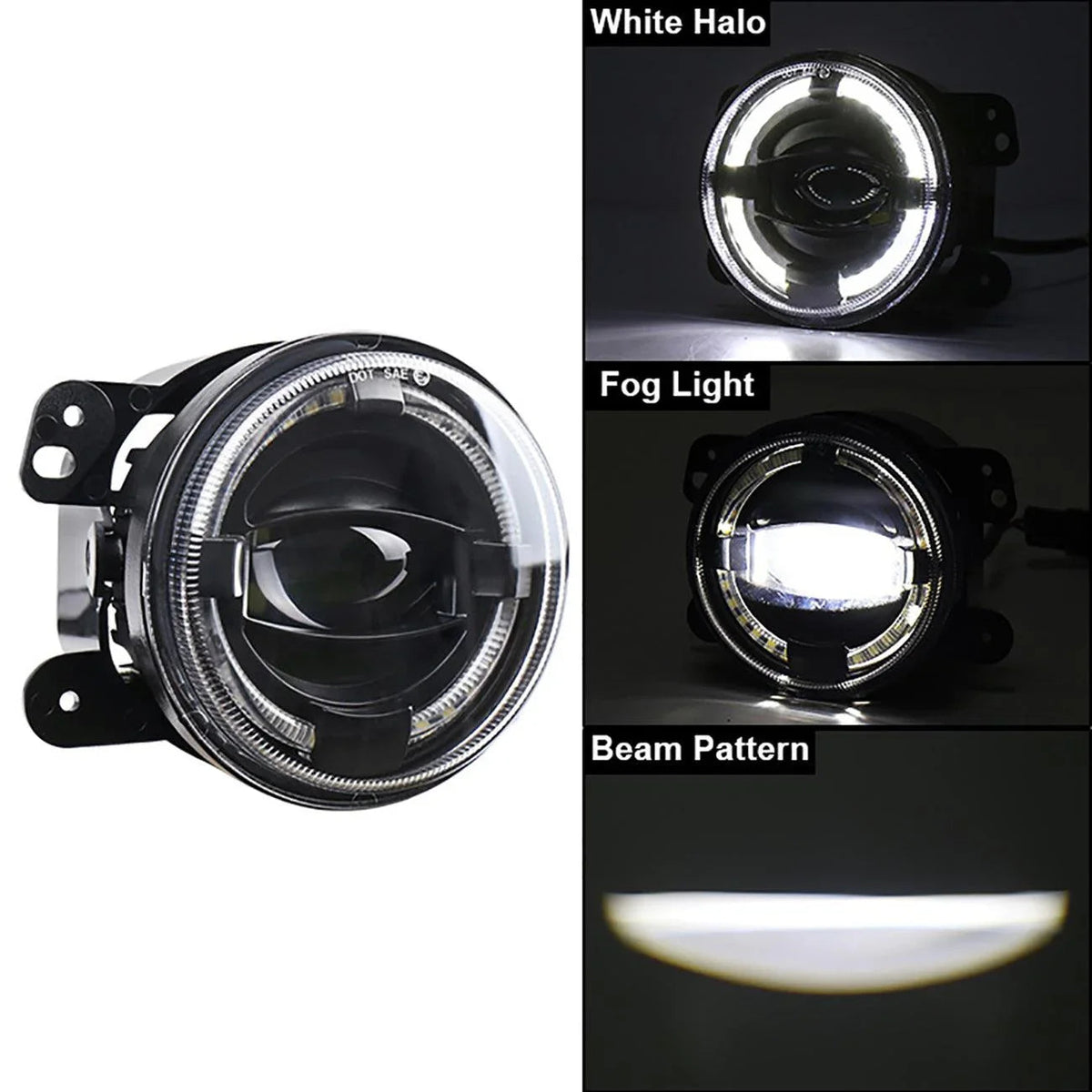 Auxbeam 4" 60W LED Fog Lights for Jeep Wrangler JK/ Jeep Grand Cherokee/ Dodge