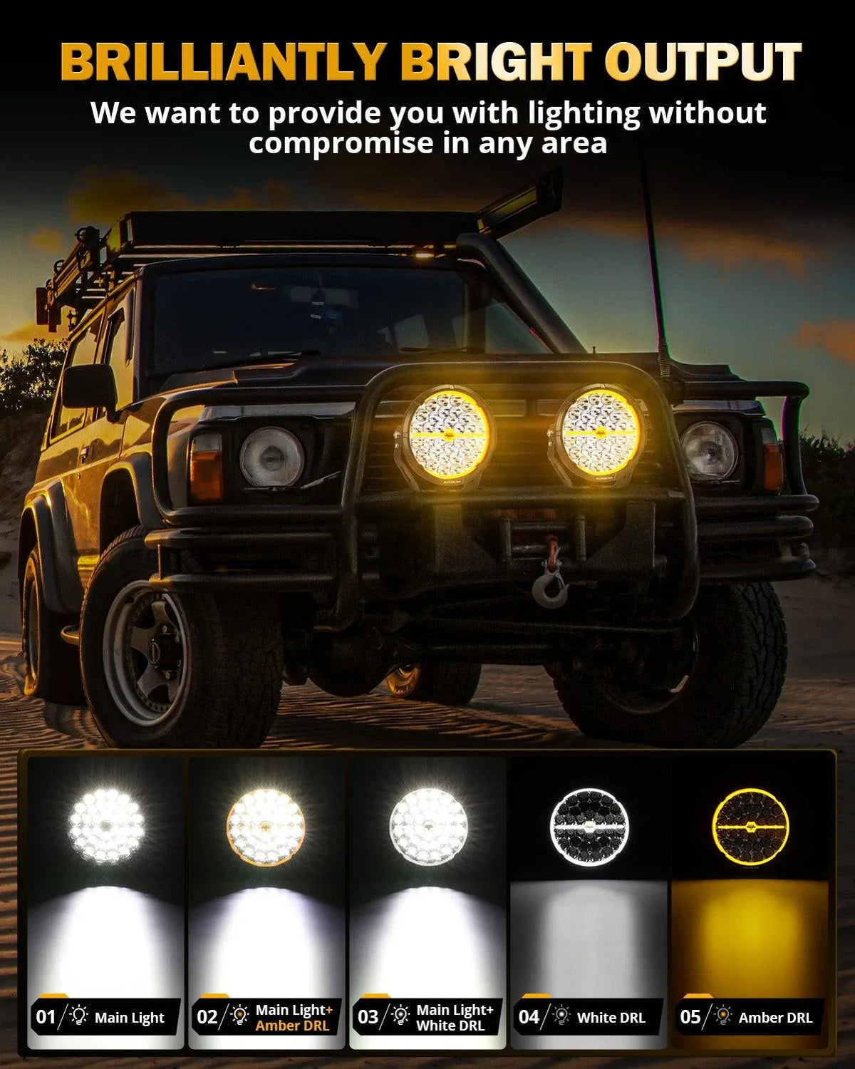 RAY-L Series | 9 Inch 318W 34180LM Dual DRL Offroad LED Driving Lights