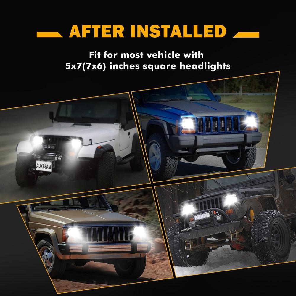 Auxbeam Starlight Flow Series 7x6 Inch Sealed Beam LED Headlights