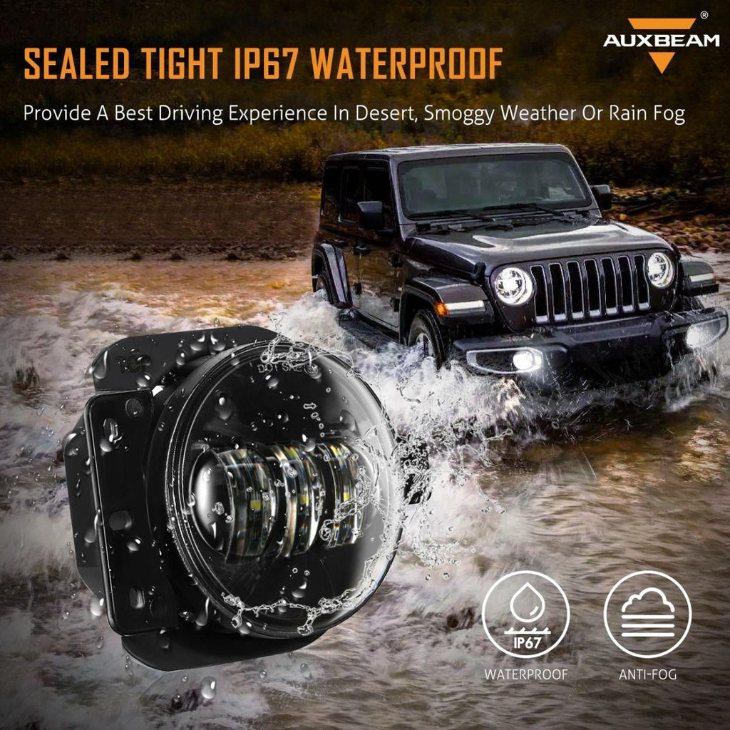 Auxbeam 4 Inch Round LED Fog Lamps for 2018-2020 Jeep Wrangler JL JLU Jeep