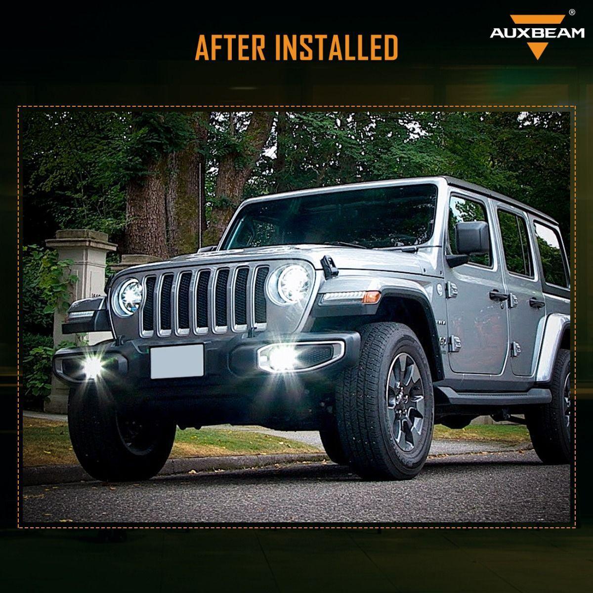Auxbeam 30W 4 Inch LED Fog Lights for Jeep Wrangler JL JLU 2018-2021, Jeep