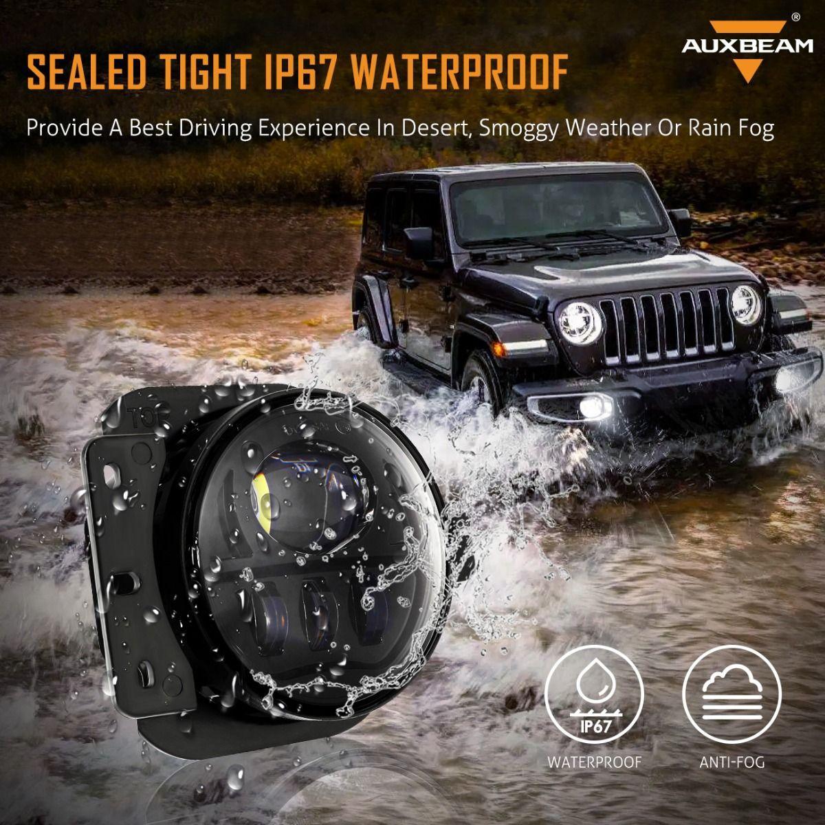 Auxbeam 30W 4 Inch LED Fog Lights for Jeep Wrangler JL JLU 2018-2021, Jeep