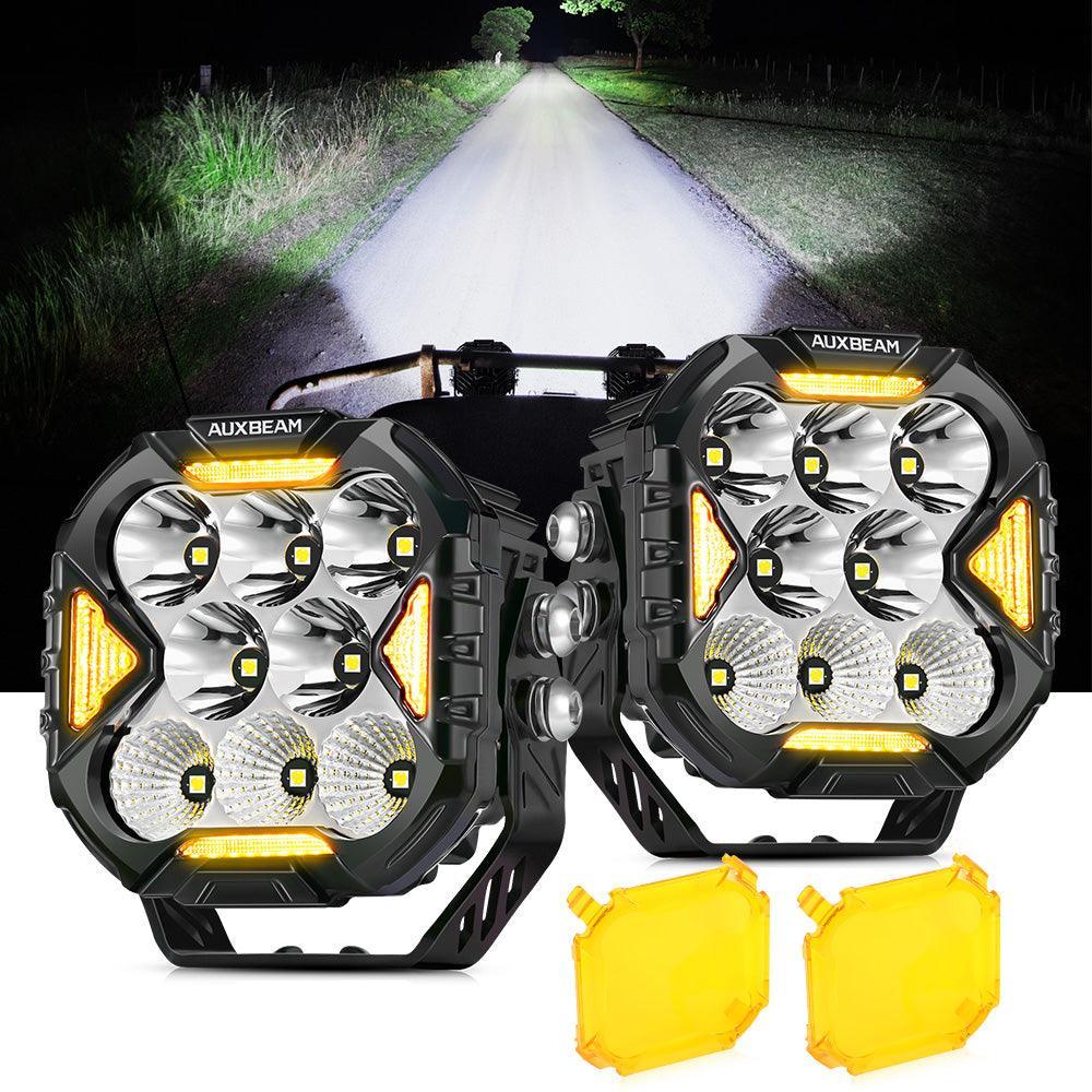CUBE-Z Series 4 Inch LED Pod Lights Off Road Lights with White DRL & Amber Turn Signal Lights