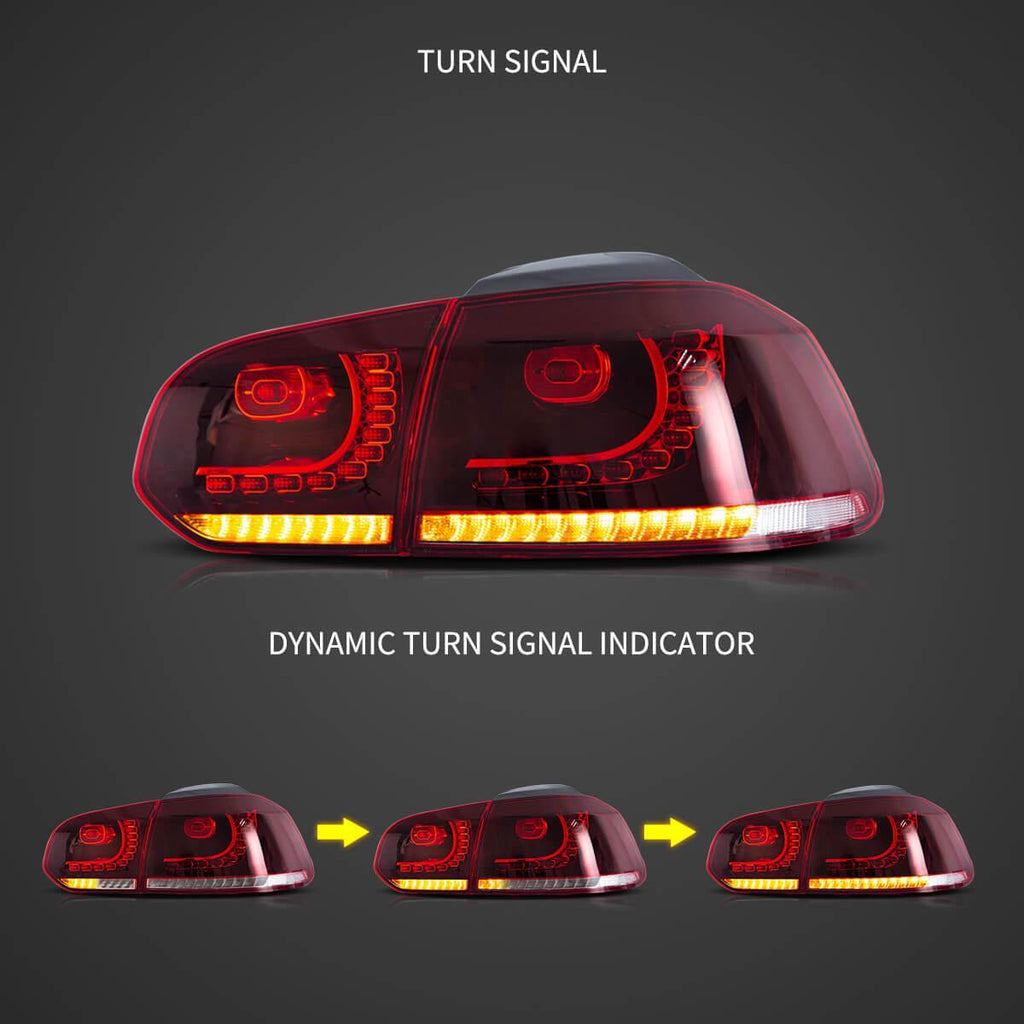 Vland LED Tail Light Assembly for 2009-2014 VW Golf 6th Gen Mk6 Hatchback
