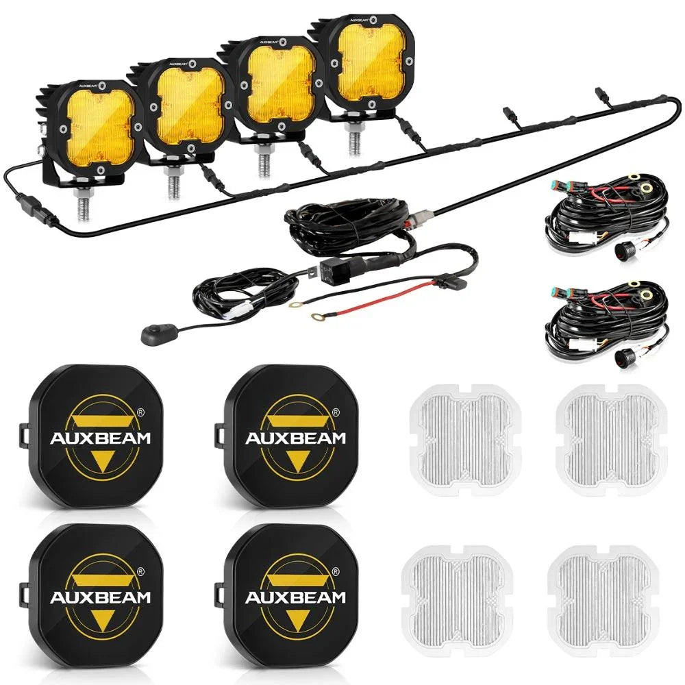 Auxbeam XP-ULTRA Series 3 Inch 80W Flood Beam LED Pods Amber&White Offroad
