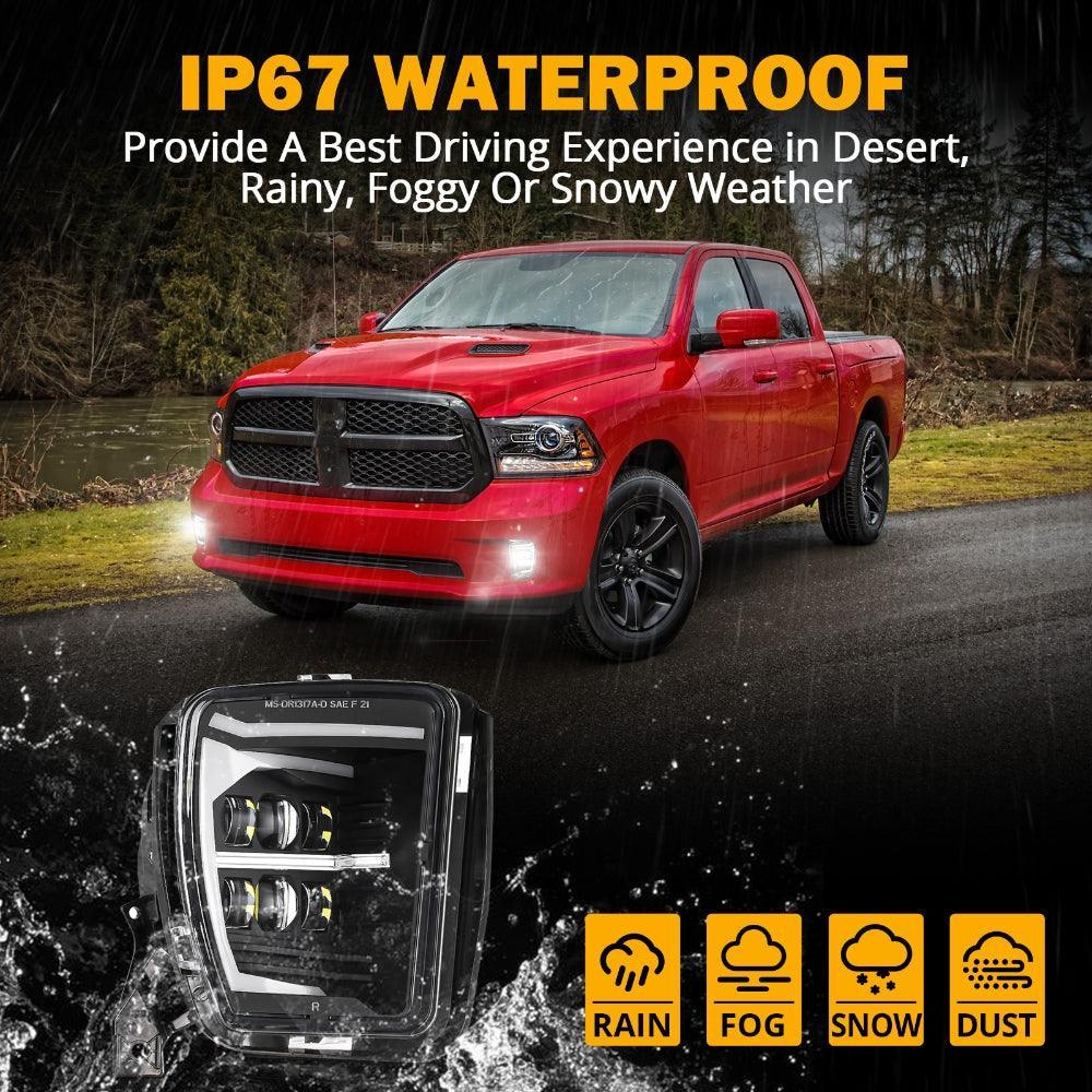 Auxbeam DOT Approved LED Fog Lights with DRL for 2013-2018 Dodge Ram 1500