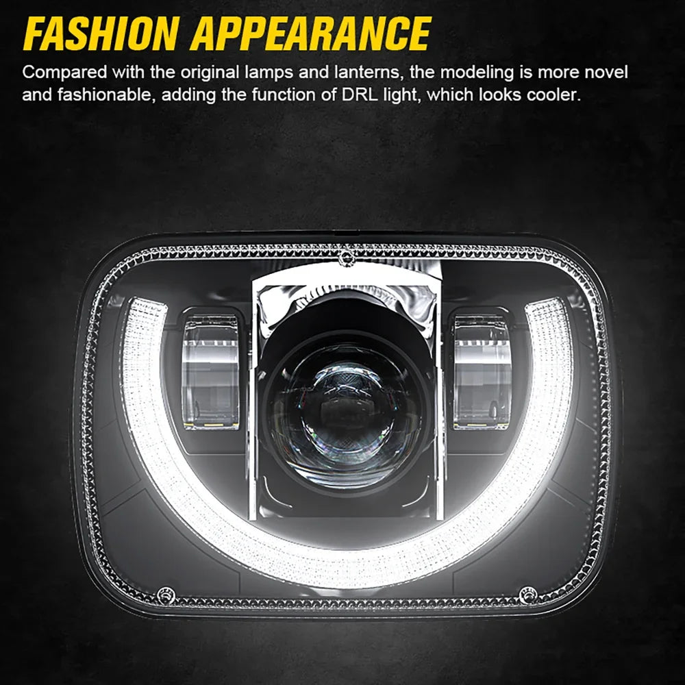 Auxbeam 7x6 Inch Sealed Beam LED Headlights for Jeep Cherokee XJ/Wrangler YJ