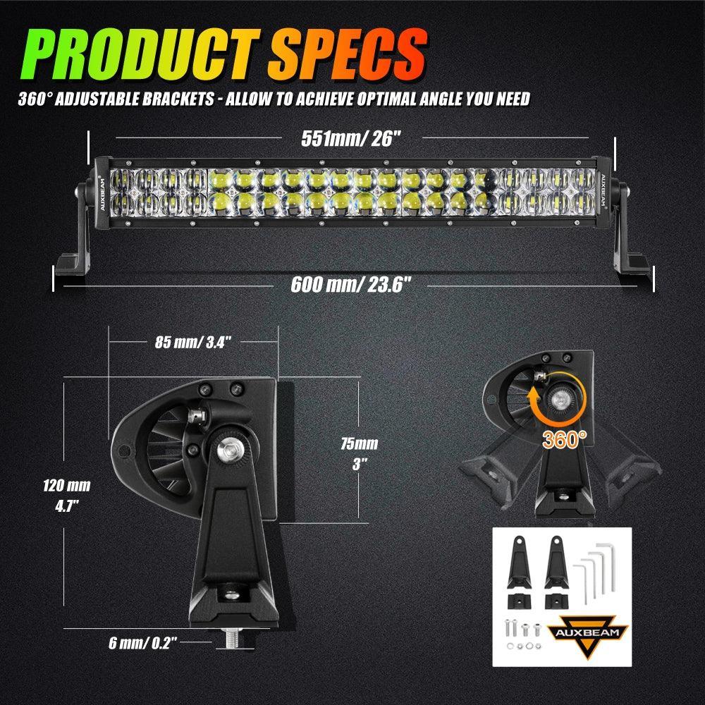 Auxbeam 22 Inch V-PRO Series Straight RGBW Color Changing Off Road Led Light Bar