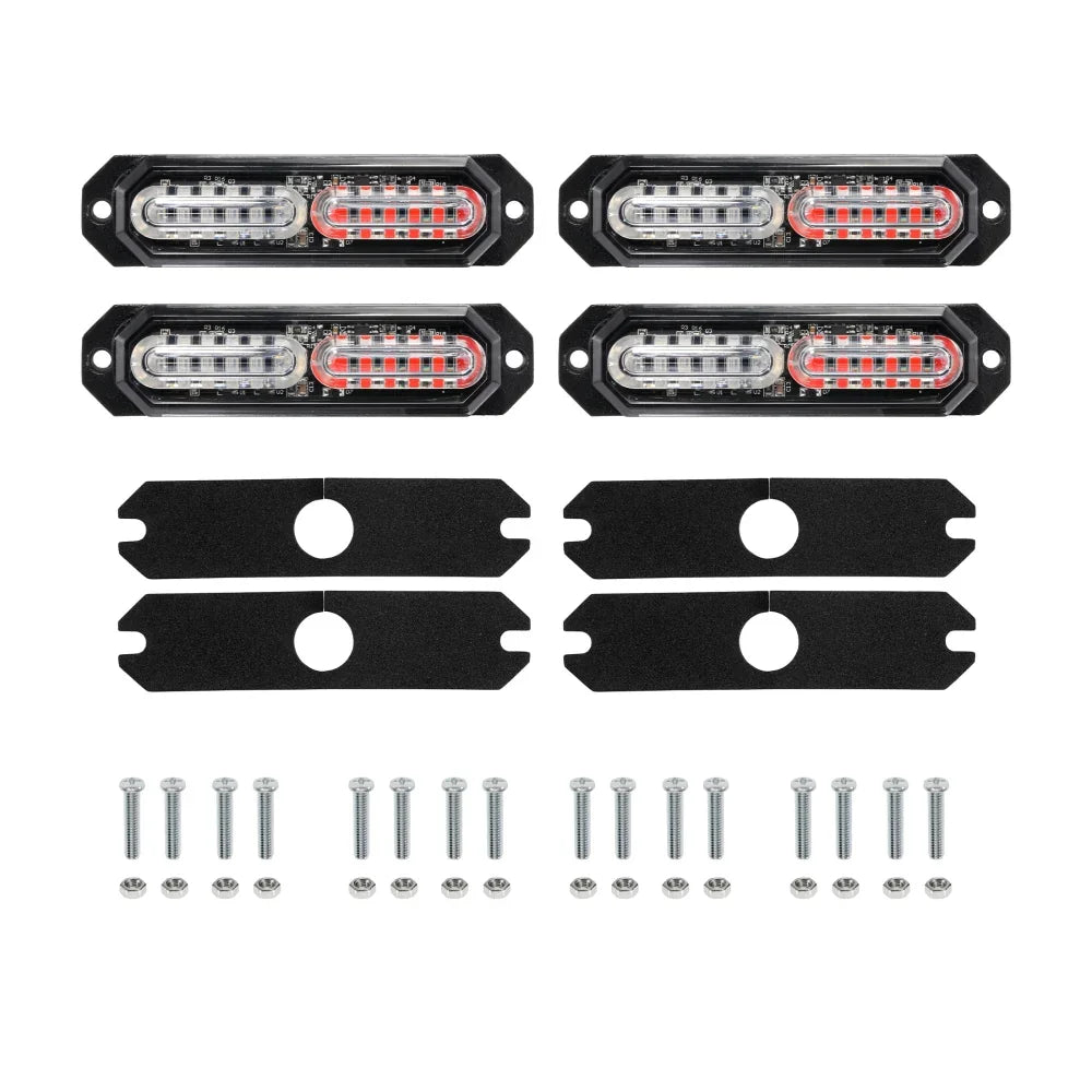 Auxbeam 12LED/24LED Emergency Surface Mount Grill Strobe Light (4 Pcs)