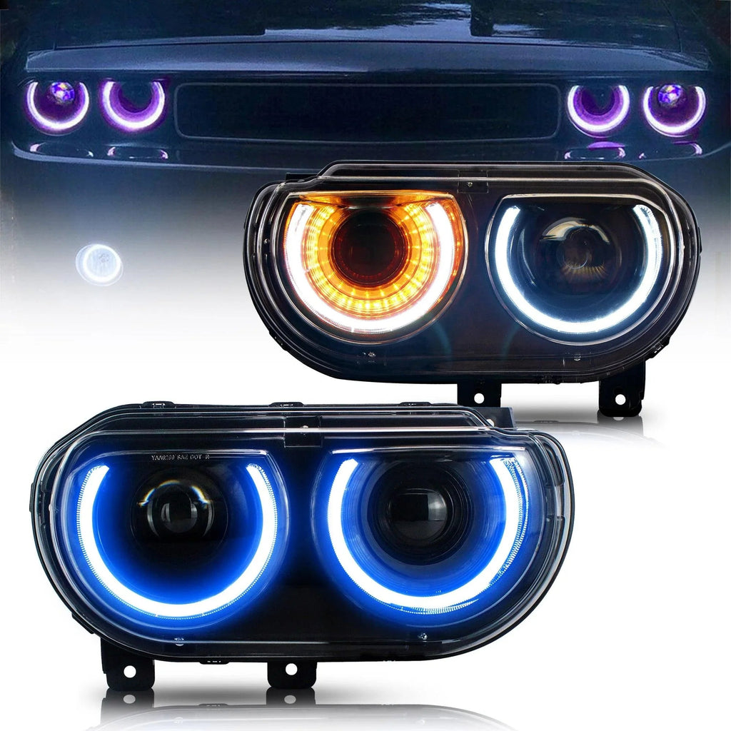Vland LED Headlight Assembly for 2008-2014 Dodge Challenger 3rd Gen Pre-Facelift