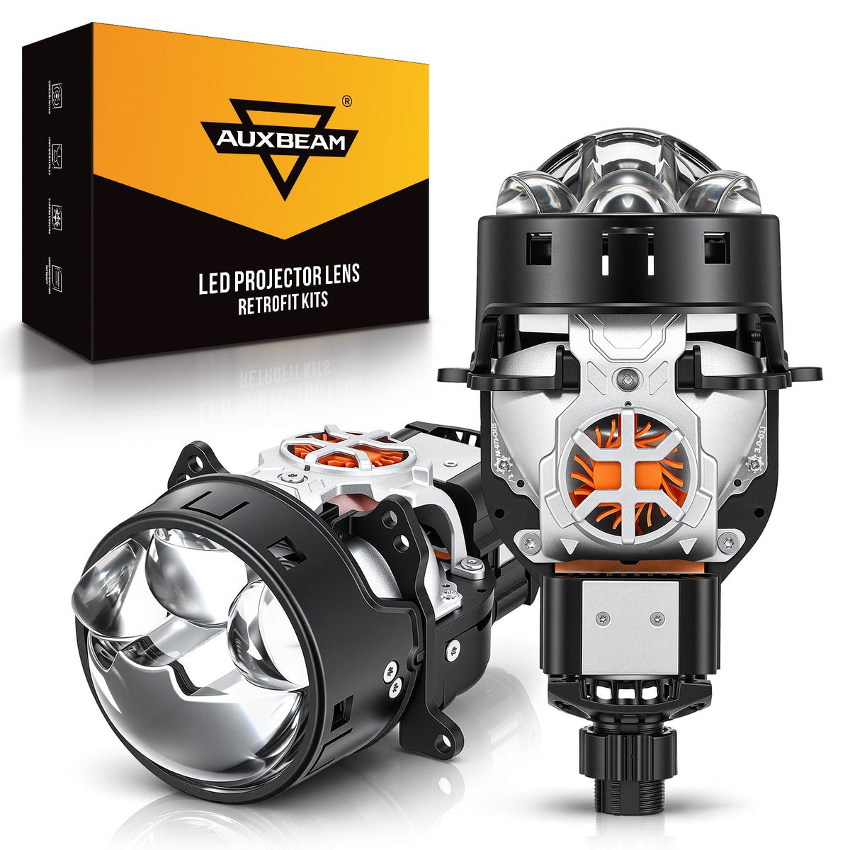 Auxbeam 3 Inch 148W Dual Fan Cooling Bi-LED Projector Headlight 6500K Triple