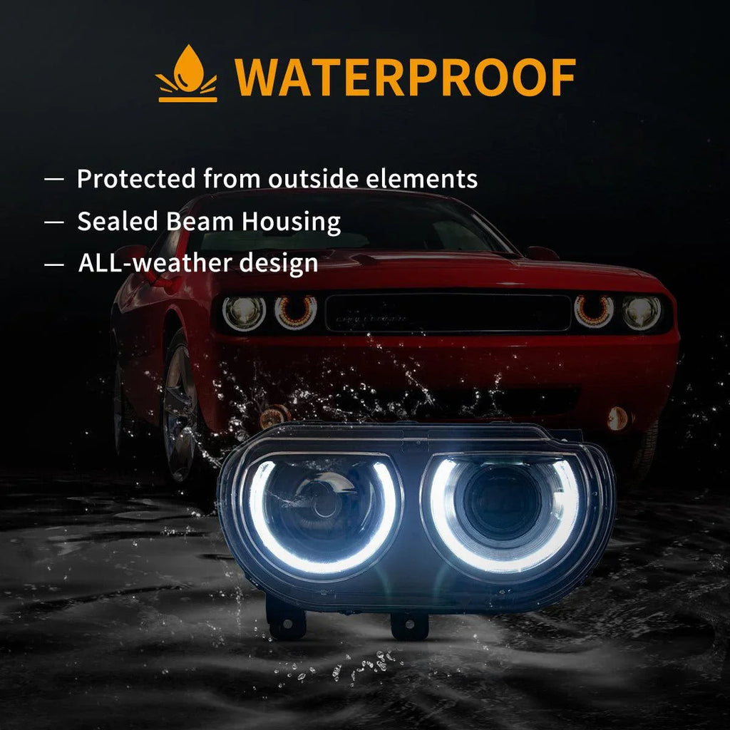 Vland LED Headlight Assembly for 2008-2014 Dodge Challenger 3rd Gen Pre-Facelift