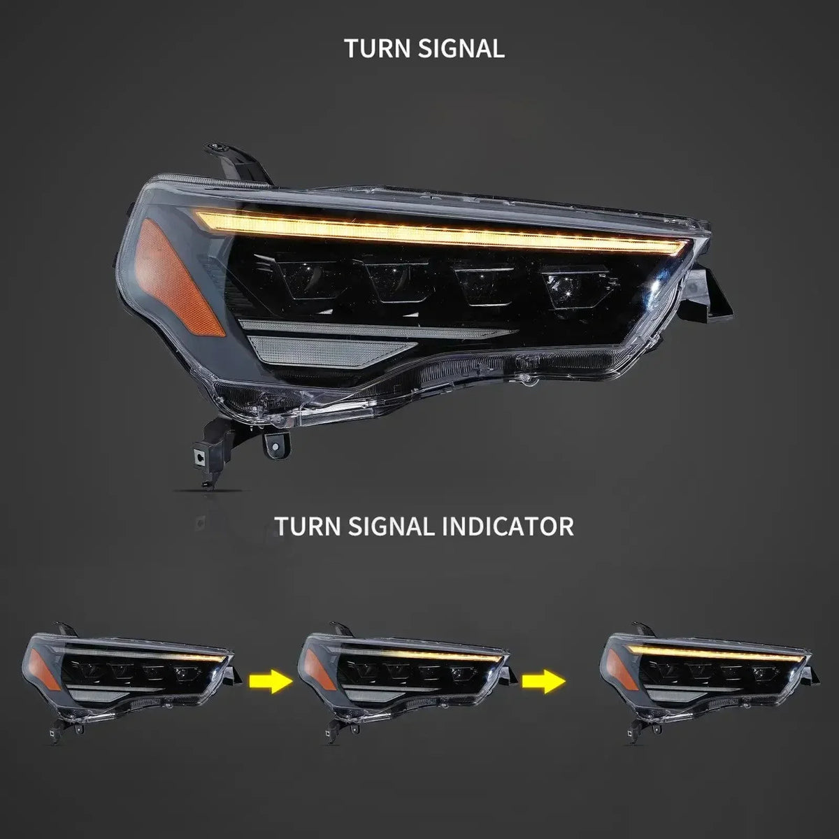 Vland LED Headlight Assembly 4Pcs Projector Upgrade for 2014-2024 Toyota 4Runner