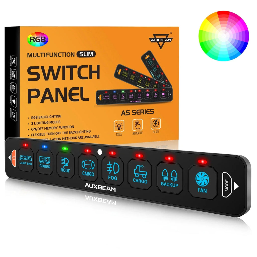 Auxbeam AS Series 4/6/8 Gang RGB Slim Switch Panel with APP&Remote Control