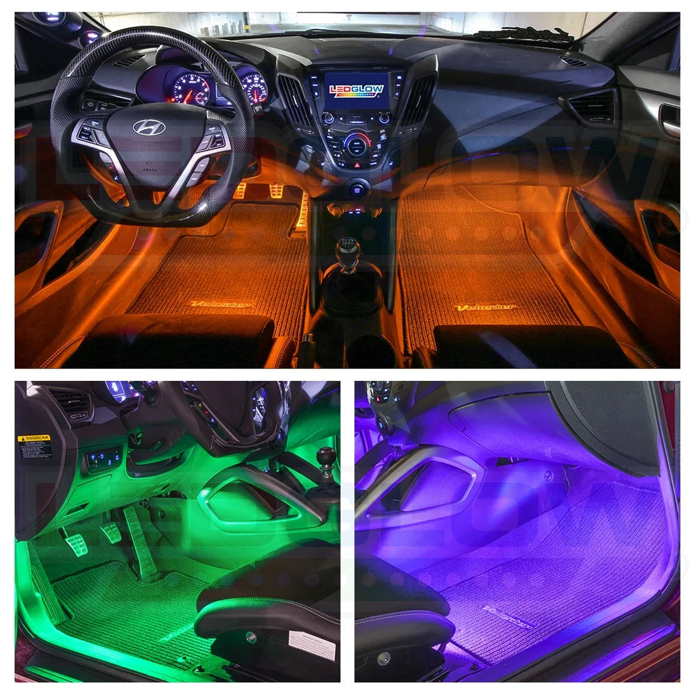 LEDGlow 6-Piece Million Color Flexible Interior LED Lighting Kit - 96 SMD LEDs