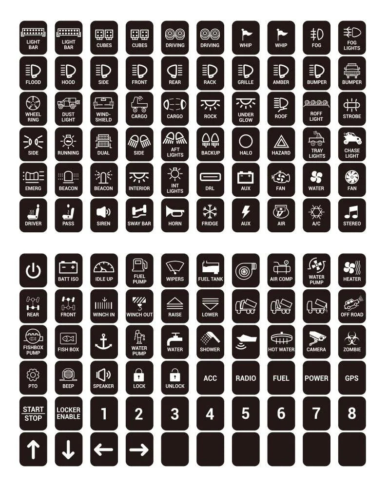 Auxbeam 120 Universal Stickers for AC-1200/AR-600/RA80 XL/RB80 XL Switch Panel