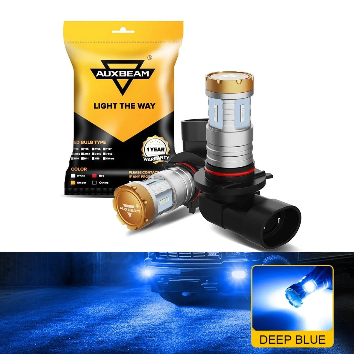 Auxbeam White/Amber/Blue 20W Crown-360° LED Fog Lights Bulbs/DRL