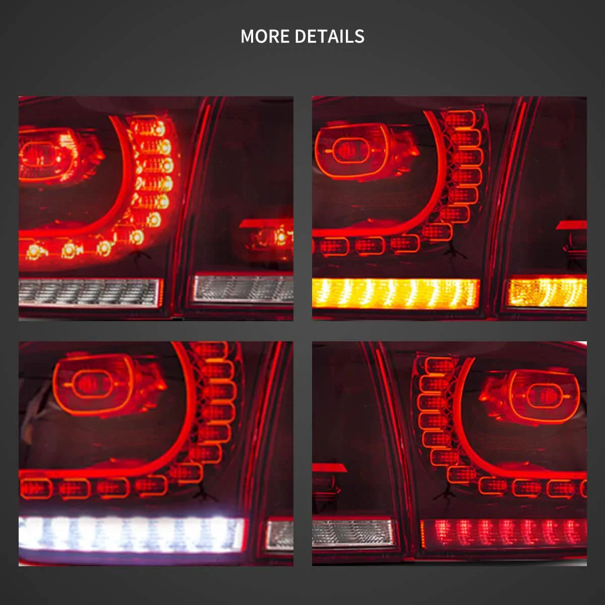 Vland LED Tail Light Assembly for 2009-2014 VW Golf 6th Gen Mk6 Hatchback