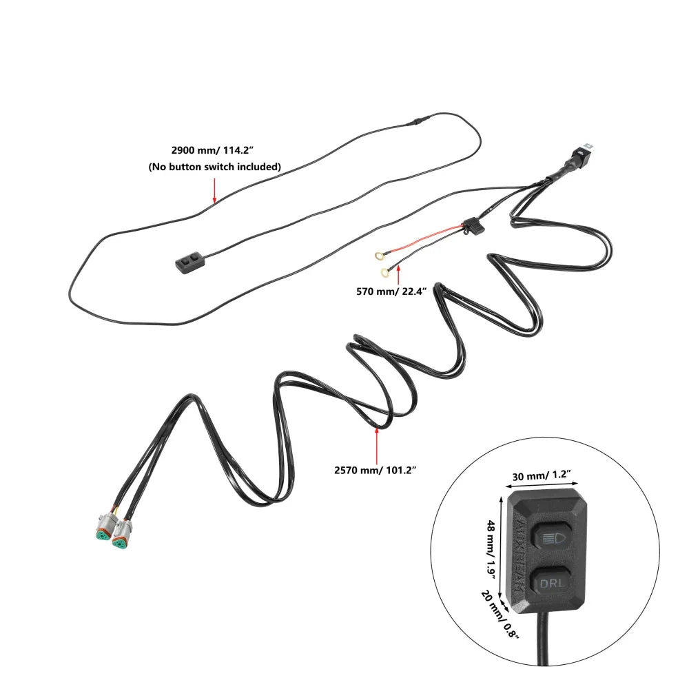 Auxbeam 2.5M 16AWG Wiring Harness Customized for AUXBEAM Pod Lights