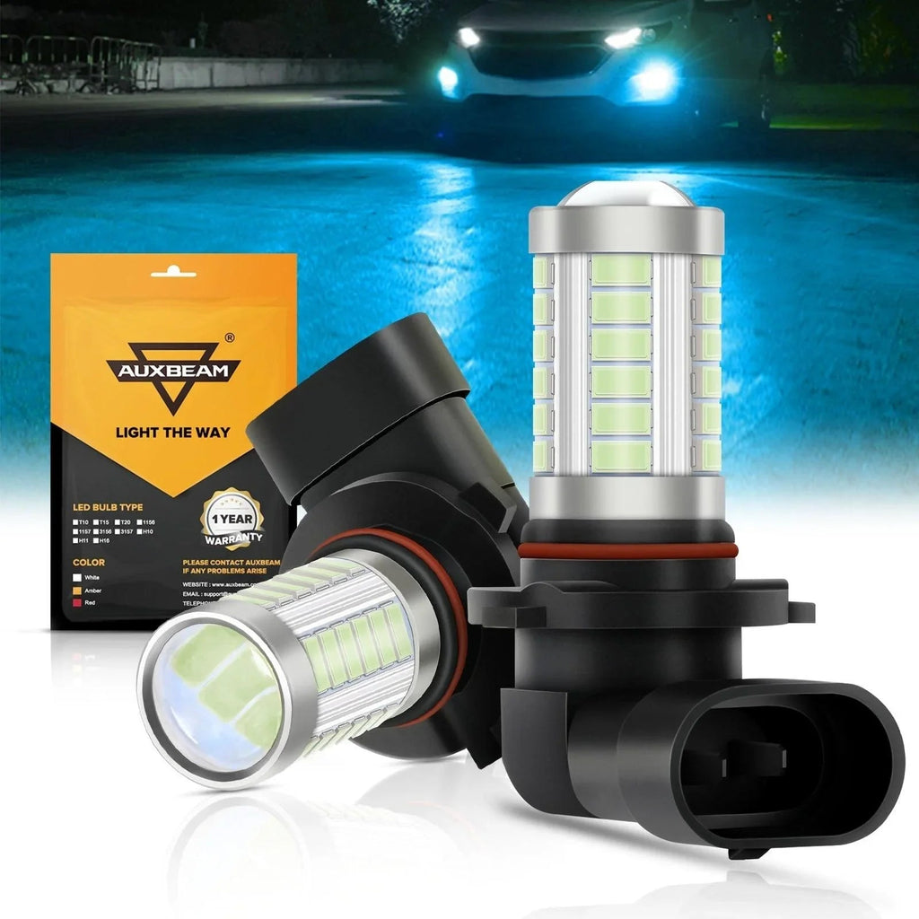 Auxbeam 9006/HB4 LED Fog Light/DRL Bulbs 50W Ice Blue 33LED Series 2 Bulbs