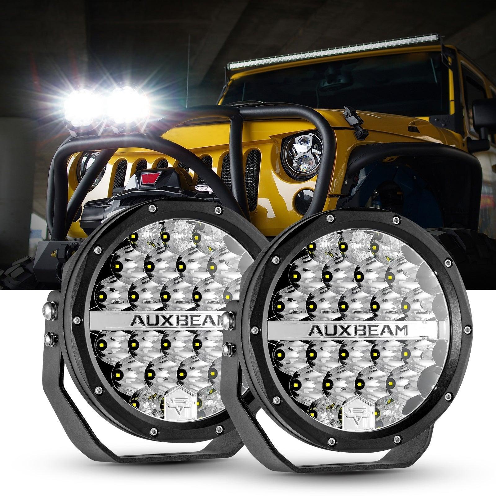 7 Inch 240W Round Offroad LED Driving Lights with DRL+Amber/Black Covers(Optional) for SUV ATV UTV Trucks Pickup Boat