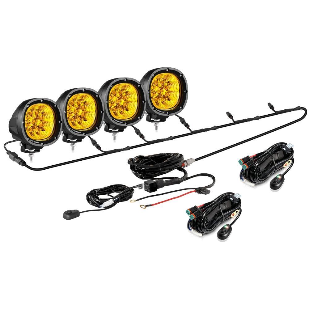 Auxbeam P4 Series 4 Inch 90W Round LED Driving Lights Flood Amber Pod Lights