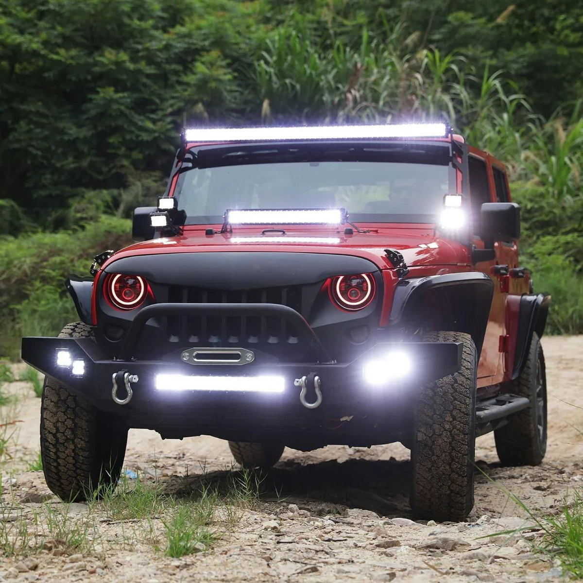 Auxbeam Dual A-Pillar Pods Light Windshield Mount for Jeep Wrangler JK 2007-2017