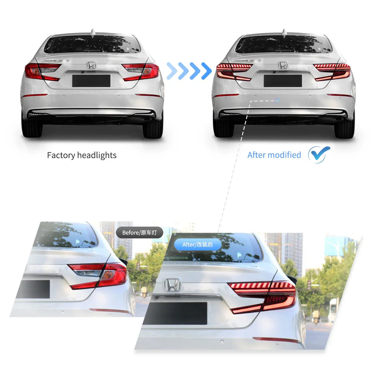 Vland LED Tail Light Assembly for 2018-2022 Honda Accord 10th Gen