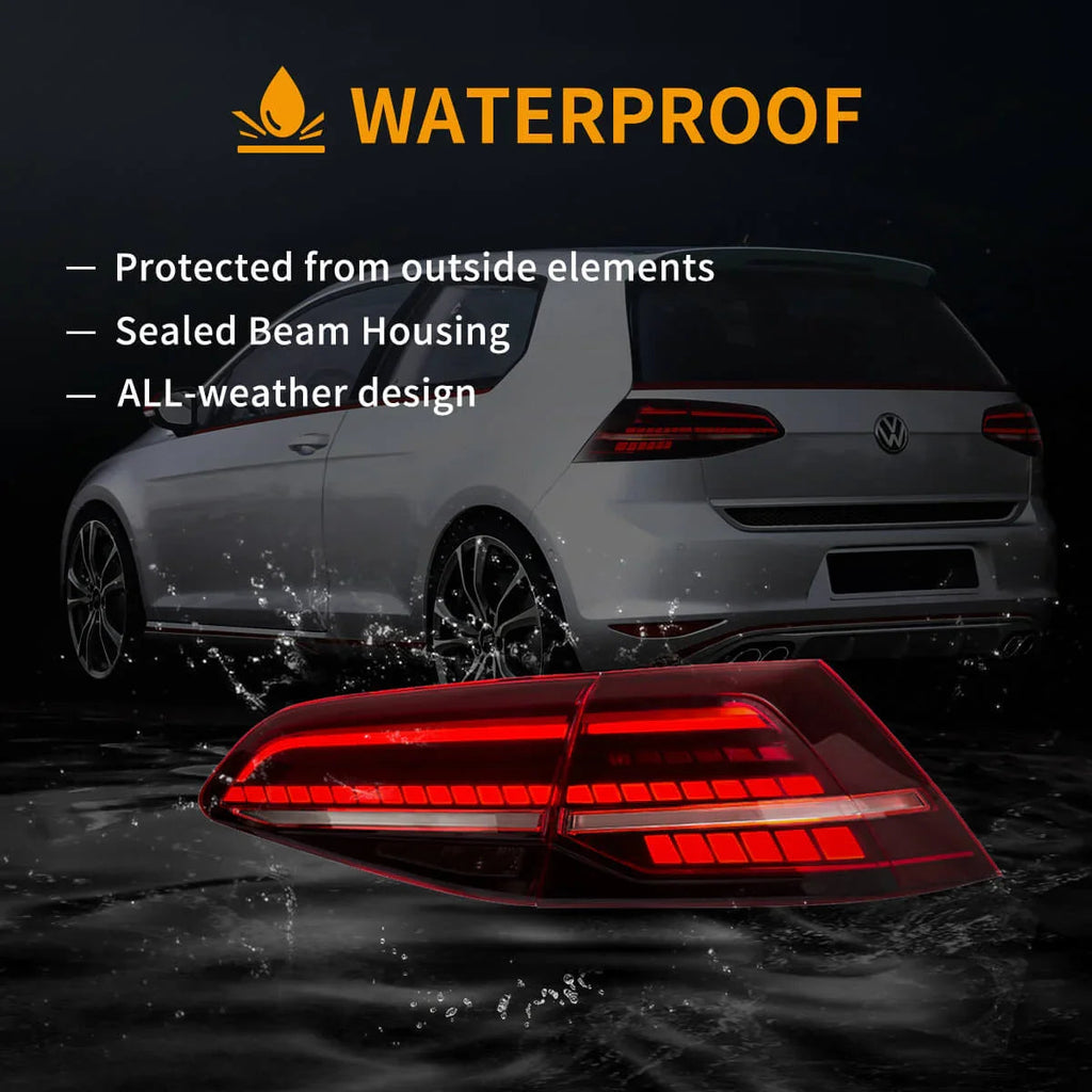 Vland LED Tail Light Assembly for 2013-2021 Volkswagen Golf MK7 MK7.5 Hatchback
