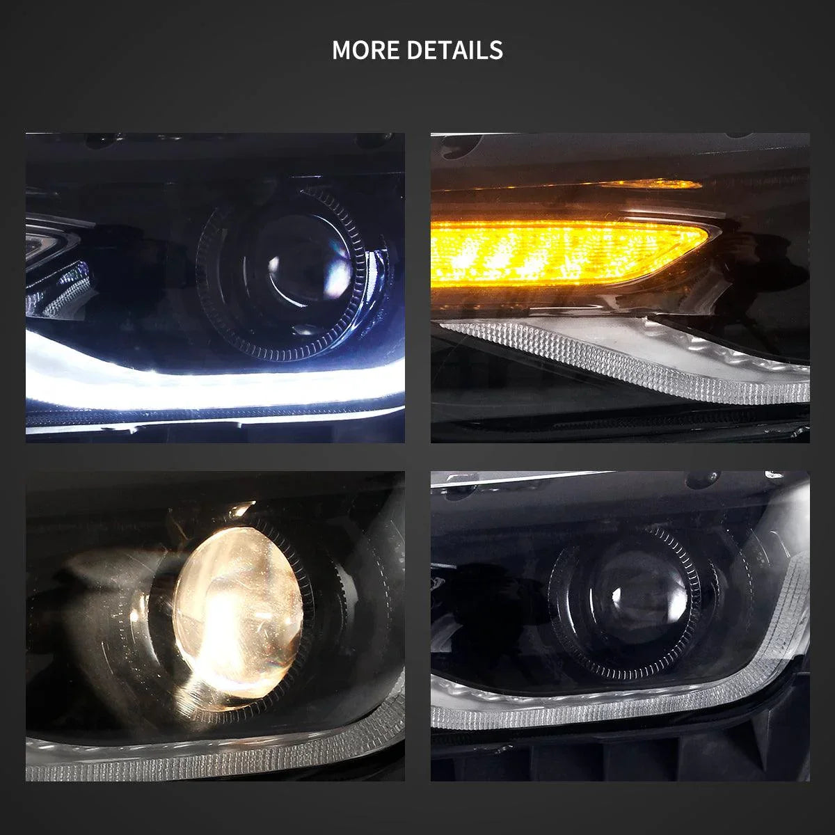 Vland LED Headlight Assembly Dual Beam Projector for 2014-2015 Chevrolet Camaro