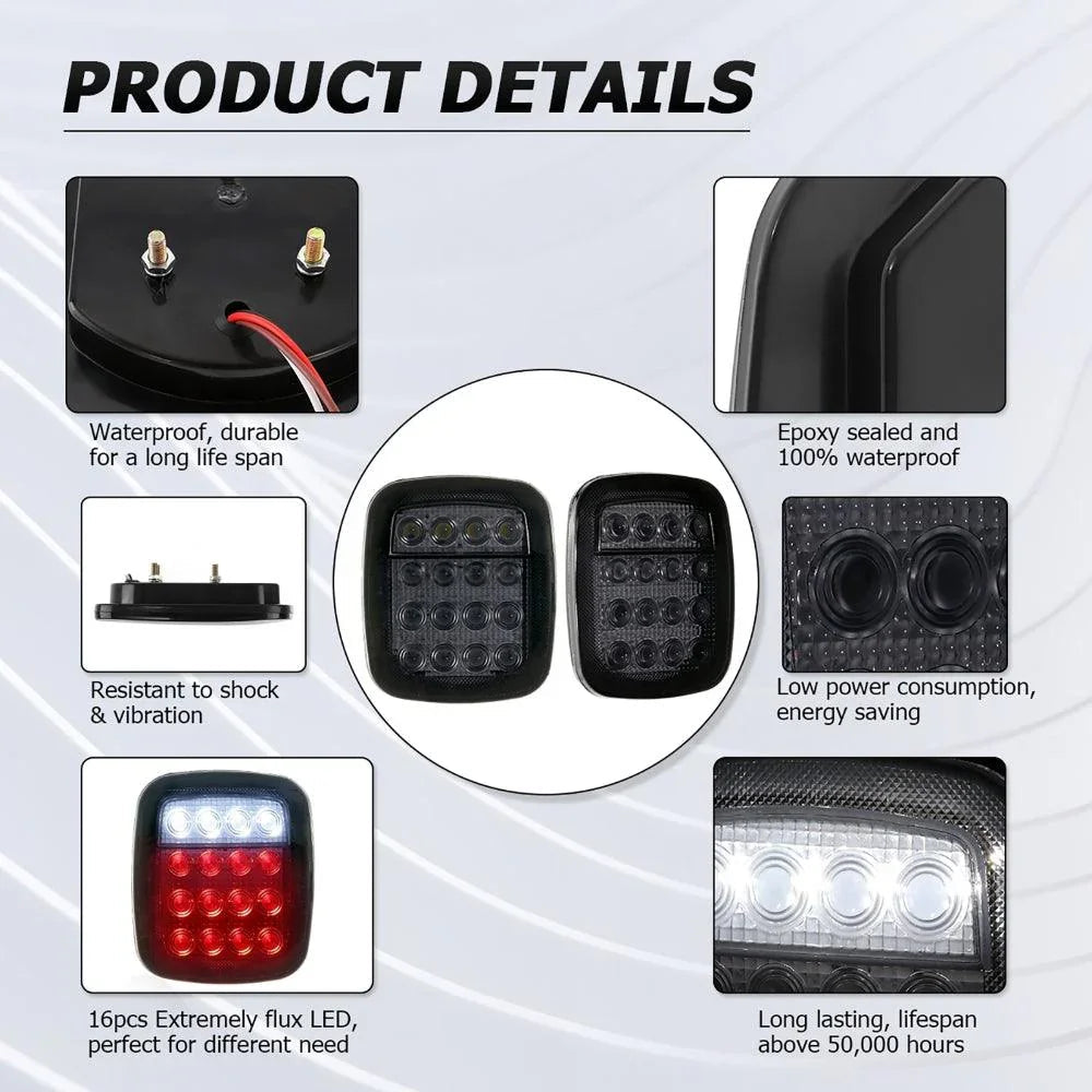 Auxbeam Universal Tail Lights for Jeep Wrangler YJ TJ CJ Truck Trailer Boat